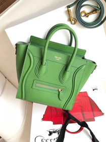 Celine original grained calfskin nano luggage bag 189243 light green