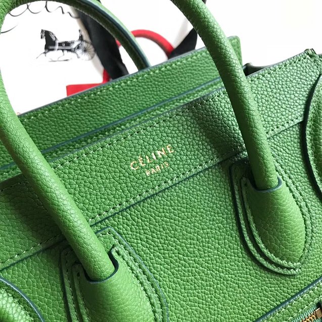 Celine original grained calfskin nano luggage bag 189243 light green