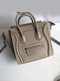 Celine original grained calfskin nano luggage bag 189243 grey