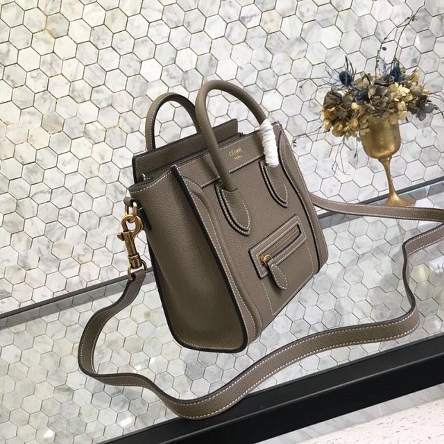 Celine original grained calfskin nano luggage bag 189243 grey