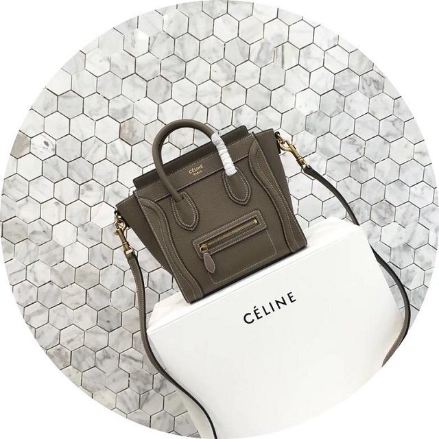 Celine original grained calfskin nano luggage bag 189243 grey