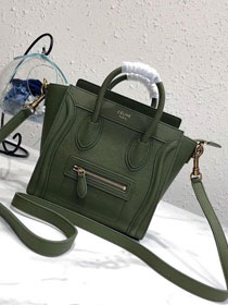 Celine original grained calfskin nano luggage bag 189243 olive