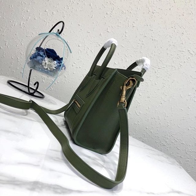 Celine original grained calfskin nano luggage bag 189243 olive