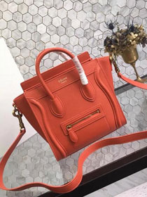 Celine original grained calfskin nano luggage bag 189243 orange