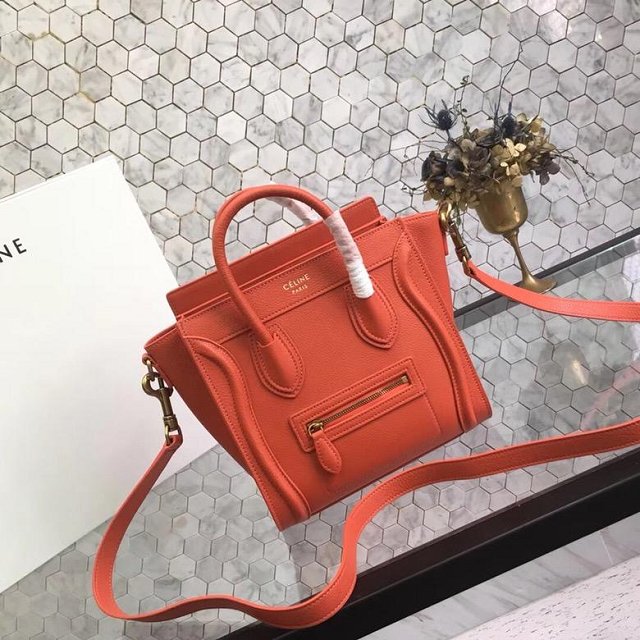 Celine original grained calfskin nano luggage bag 189243 orange