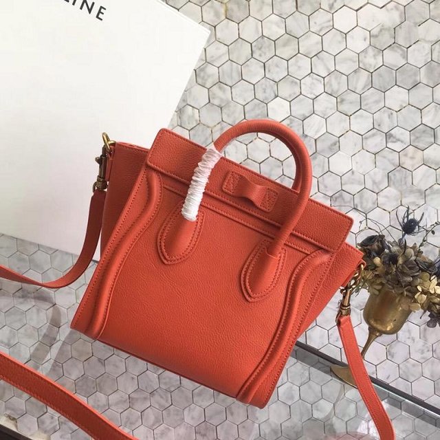 Celine original grained calfskin nano luggage bag 189243 orange