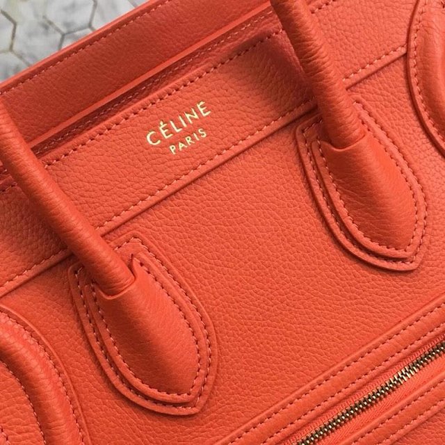 Celine original grained calfskin nano luggage bag 189243 orange