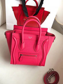 Celine original grained calfskin nano luggage bag 189243 rose red