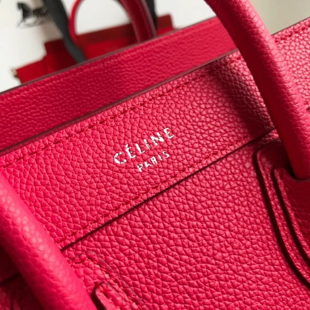 Celine original grained calfskin nano luggage bag 189243 rose red