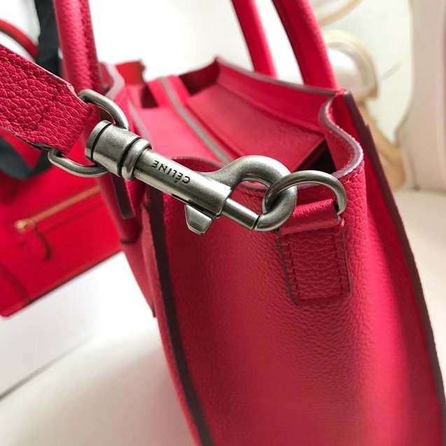 Celine original grained calfskin nano luggage bag 189243 rose red