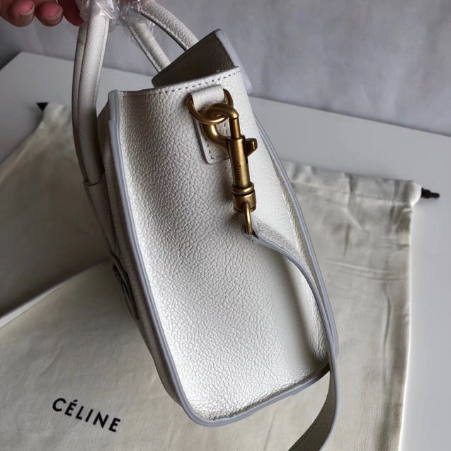 Celine original grained calfskin nano luggage bag 189243 white