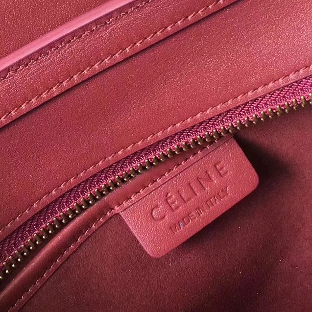 Celine original grained&smooth calfskin nano luggage bag 189243 burgundy