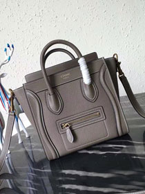 Celine original grained&smooth calfskin nano luggage bag 189243 grey