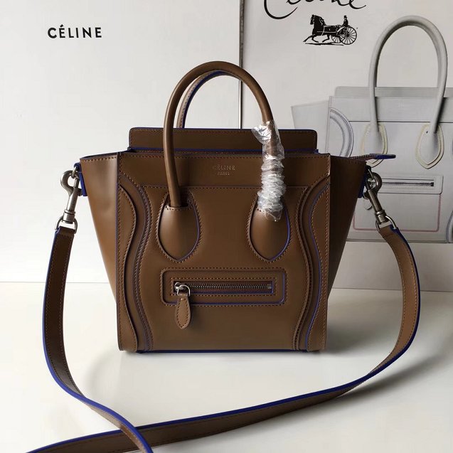 Celine original smooth calfskin nano luggage bag 189243 brown