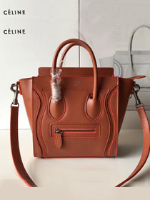 Celine original smooth calfskin nano luggage bag 189243 caramel