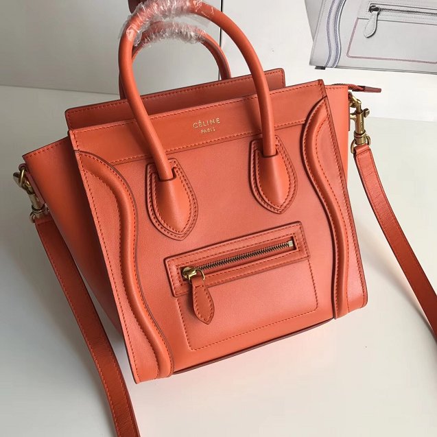 Celine original smooth calfskin nano luggage bag 189243 orange