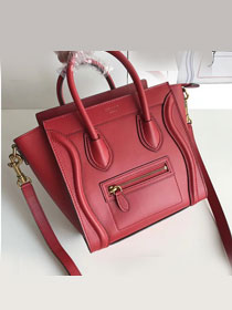 Celine original smooth calfskin nano luggage bag 189243 red