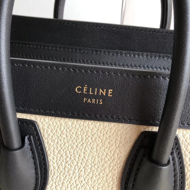 Celine original calfskin nano luggage bag 189243 apricot&black&red