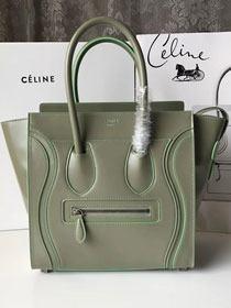 Celine original smooth calfskin micro luggage handbag 189793 light green