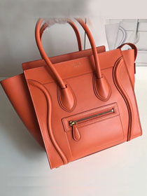 Celine original smooth calfskin micro luggage handbag 189793 orange
