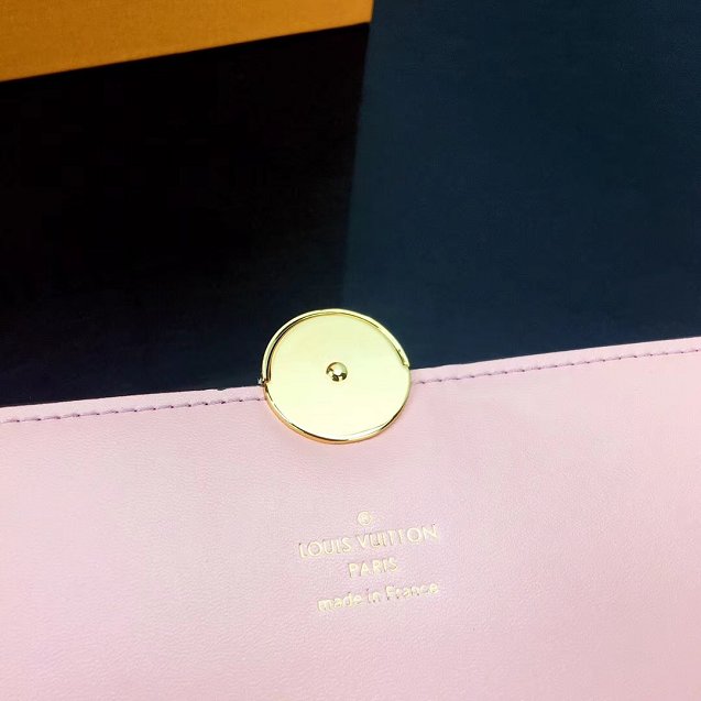 2019 louis vuitton original monogram Flore chain wallet M67405 pink