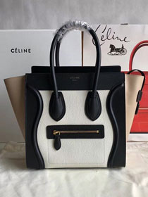 Celine original calfskin micro luggage handbag 189793 white&black&apricot