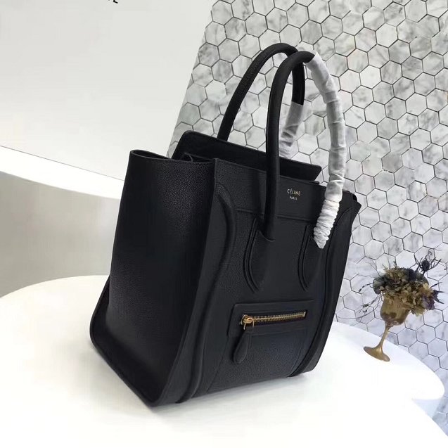 Celine original grained calfskin micro luggage handbag 189793 black