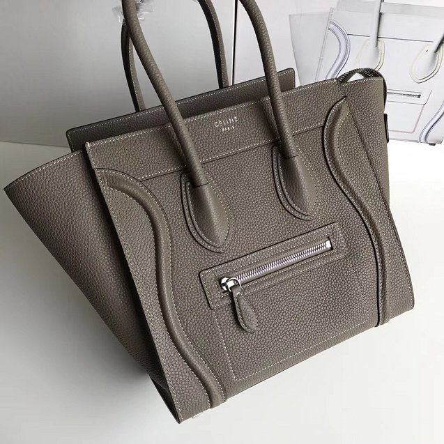 Celine original grained calfskin micro luggage handbag 189793 dark grey