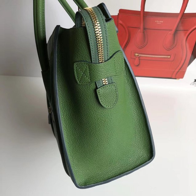 Celine original grained calfskin micro luggage handbag 189793 green