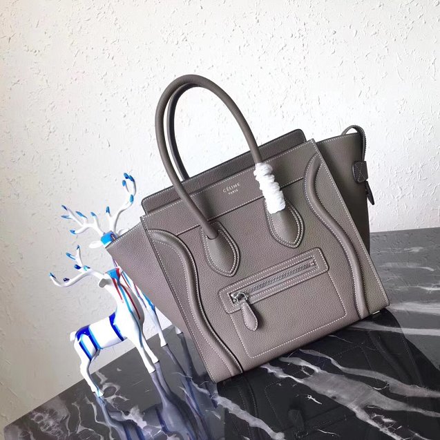 Celine original grained calfskin micro luggage handbag 189793 grey