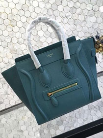 Celine original grained calfskin micro luggage handbag 189793 lake blue