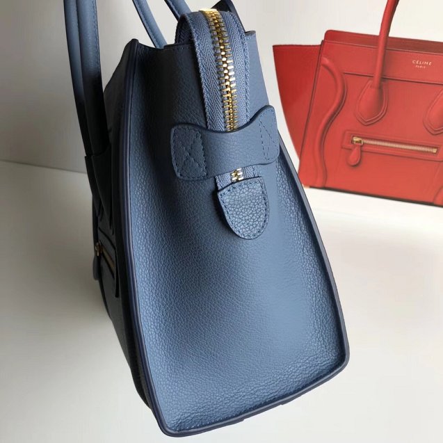 Celine original grained calfskin micro luggage handbag 189793 light blue