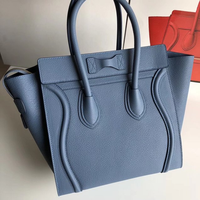 Celine original grained calfskin micro luggage handbag 189793 light blue