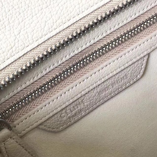 Celine original grained calfskin micro luggage handbag 189793 light grey