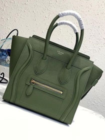 Celine original grained calfskin micro luggage handbag 189793 olive