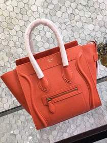 Celine original grained calfskin micro luggage handbag 189793 orange