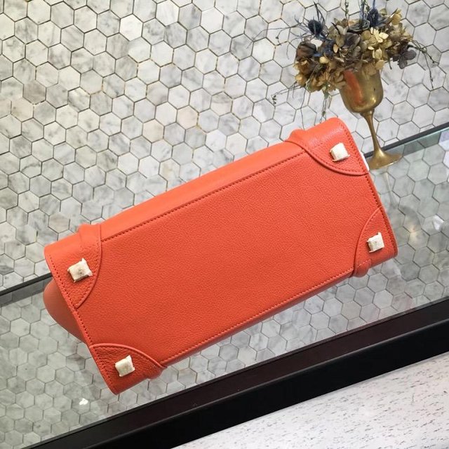 Celine original grained calfskin micro luggage handbag 189793 orange