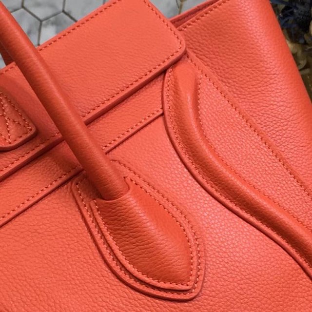 Celine original grained calfskin micro luggage handbag 189793 orange