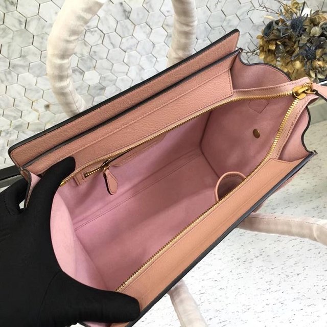 Celine original grained calfskin micro luggage handbag 189793 pink
