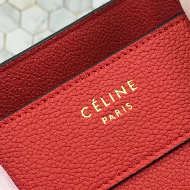 Celine original grained calfskin micro luggage handbag 189793 red