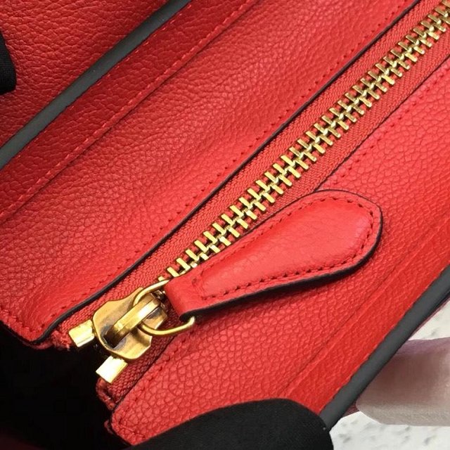 Celine original grained calfskin micro luggage handbag 189793 red