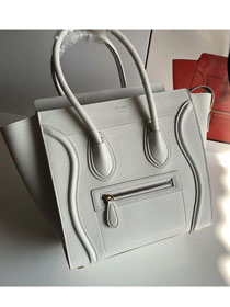 Celine original grained calfskin micro luggage handbag 189793 white