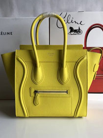 Celine original grained calfskin micro luggage handbag 189793 yellow