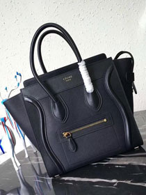 Celine original smooth&grained calfskin micro luggage handbag 189793 black