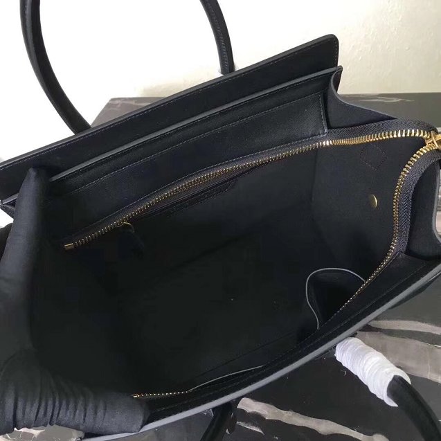 Celine original smooth&grained calfskin micro luggage handbag 189793 black