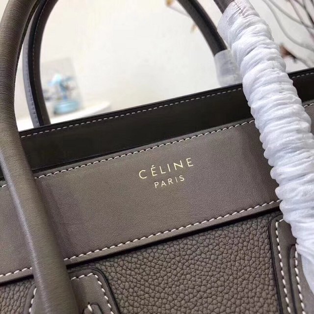 Celine original smooth&grained calfskin micro luggage handbag 189793 dark grey