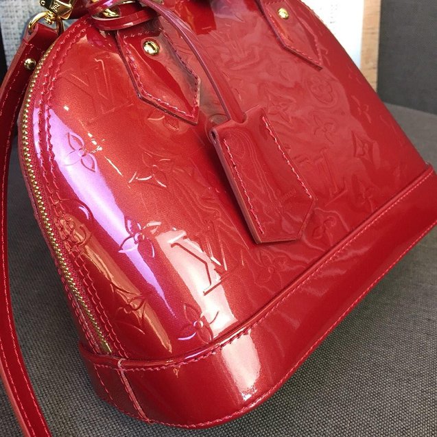 Louis vuitton original monogram vernis leather alma BB M90174 red