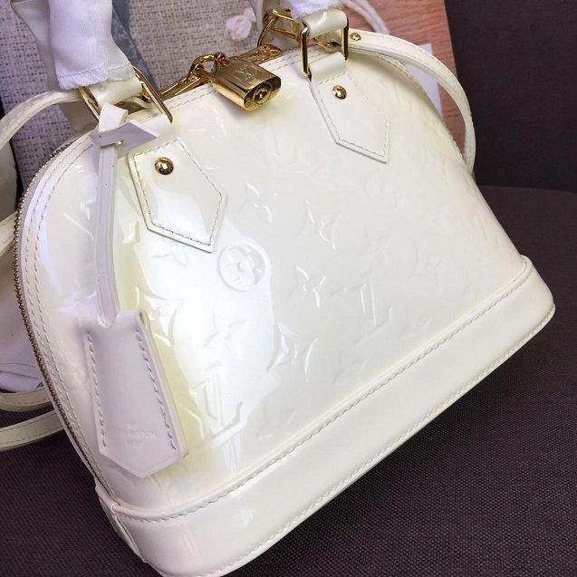 Louis vuitton original monogram vernis leather alma BB M90174 white