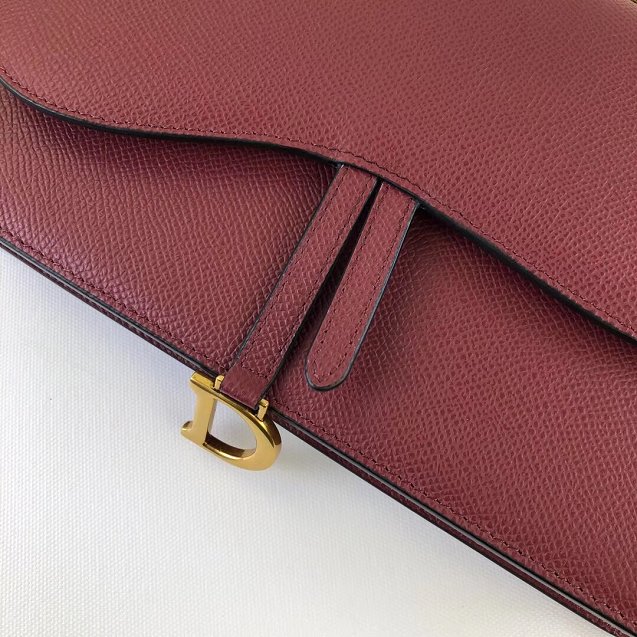 2019 Dior original calfskin large Saddle Wallet S5620 burgundy