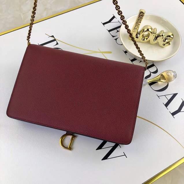 2019 Dior original calfskin large Saddle Wallet S5620 burgundy